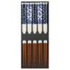Boîte de 5 baguettes japonaises assorties HANA blanc bleu