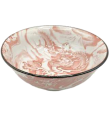 Bol à soupe RAMEN en porcelaine japonaise DRAGON ROUGE demi-relief d19cm