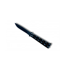 Couteau papillon Balisong noir manche ajouré ovales