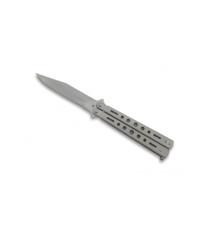 Couteau papillon Balisong Manche ajouré gris