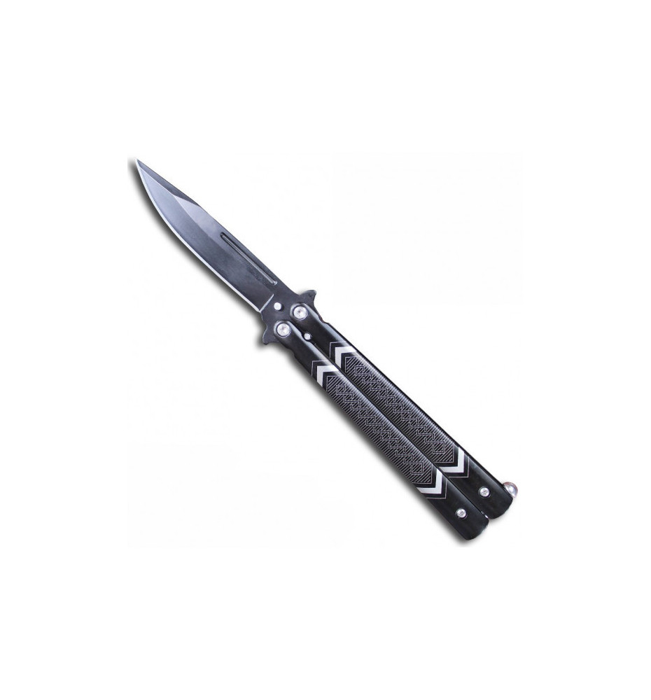 Couteau papillon Balisong noir et gris SPiRALES