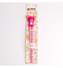Baguettes enfant OURS ROSE en silicone (21.5cm)