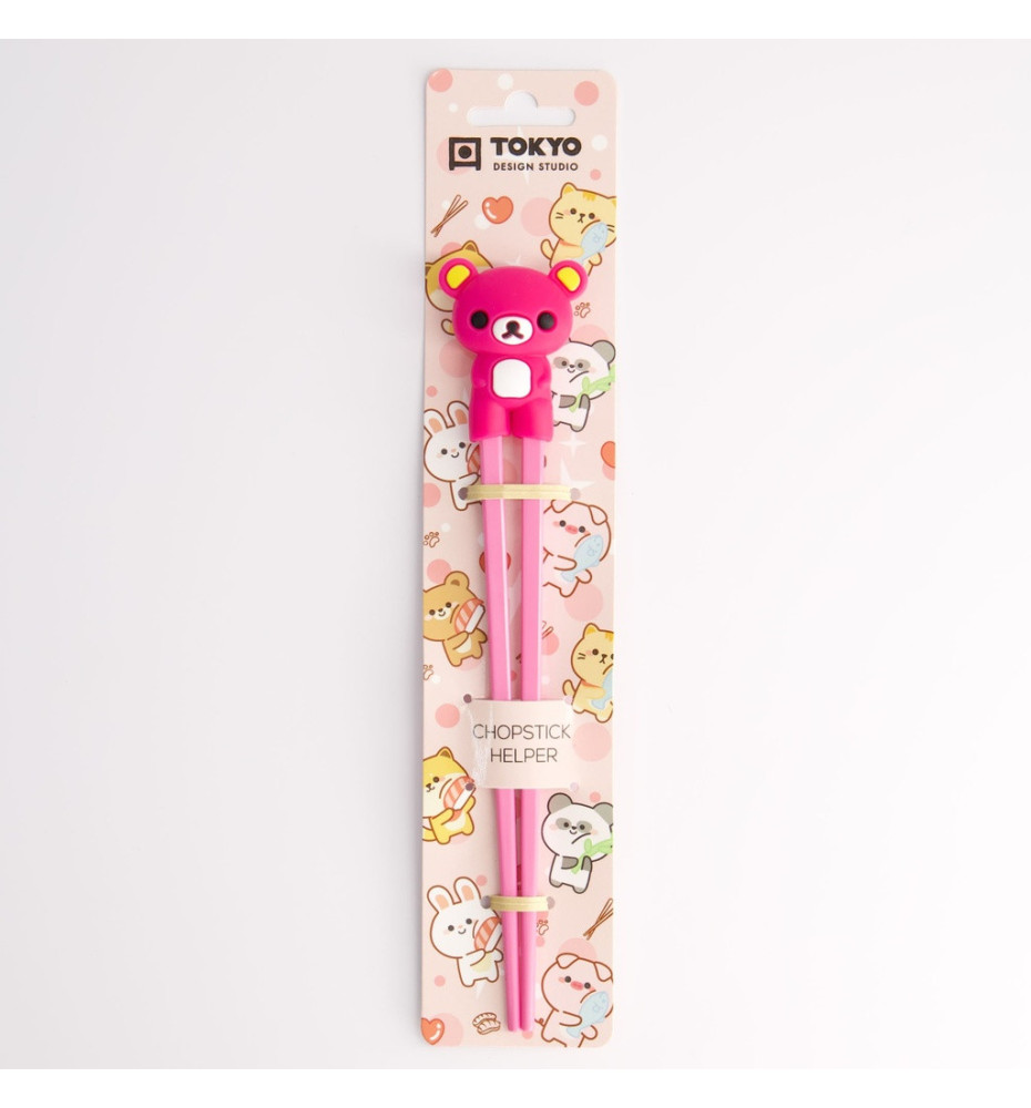 Baguettes enfant OURS ROSE en silicone (21.5cm)