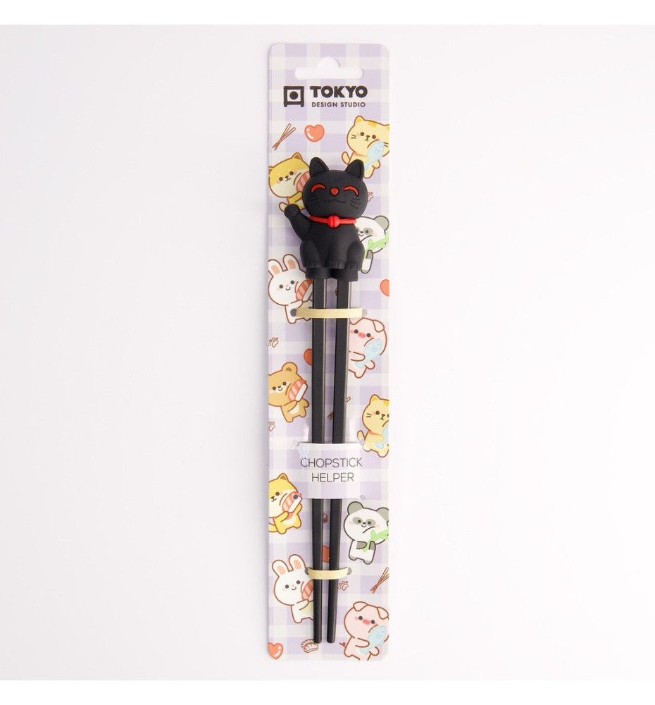 Baguettes enfant MANEKi NEKO NOiR en silicone (21.5cm)