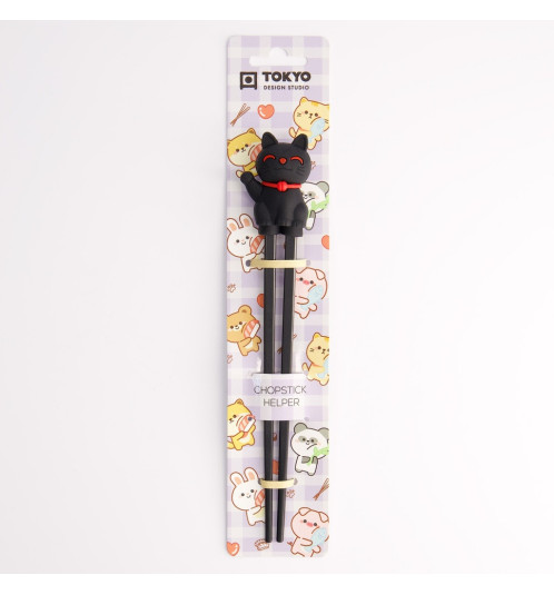 Baguettes enfant MANEKi NEKO NOiR en silicone (21.5cm)