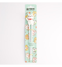 Baguettes enfant MANEKI NEKO BLANC en silicone (21.5cm)