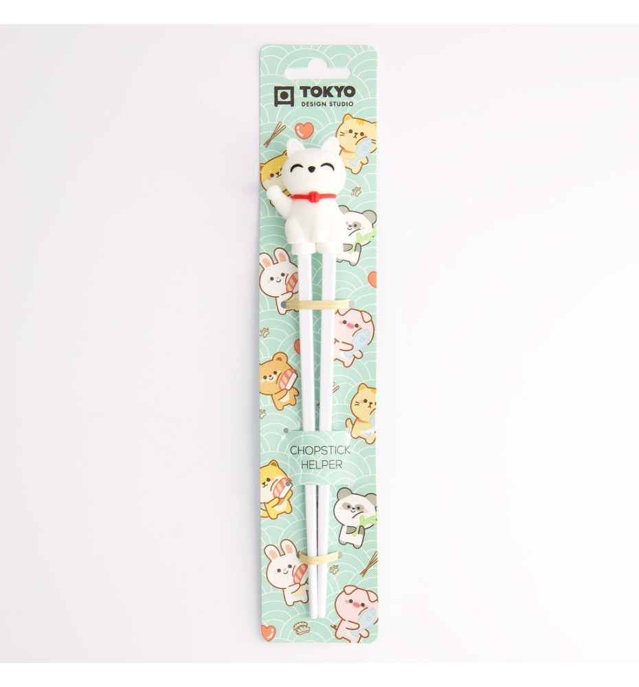 Baguettes enfant MANEKI NEKO BLANC en silicone (21.5cm)