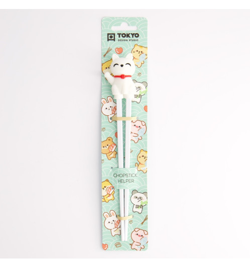 Baguettes enfant MANEKI NEKO BLANC en silicone (21.5cm)
