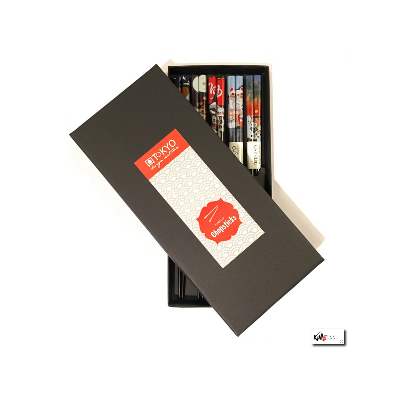 Boîte de 5 baguettes japonaises FAMiLLE MANEKi NEKO assorties