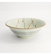 Bol à soupe ramen en porcelaine japonaise vert pâle fleurs de prunier d20cm