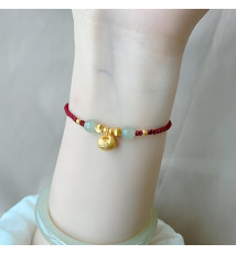 Bracelet rouge tressé ajustable BOURSE d'OR (Richesse)