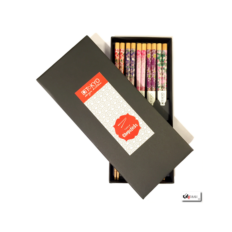 Boîte de 5 baguettes japonaises SAKURA assorties