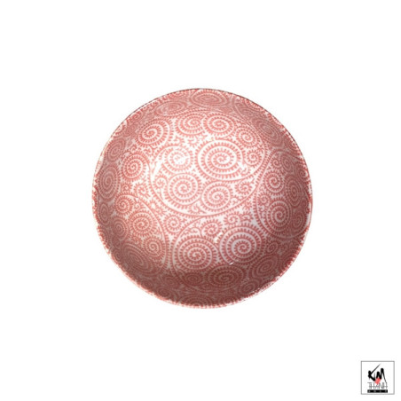 Bol à soupe ramen en porcelaine japonaise KARAKUSA rouge (d16cm)