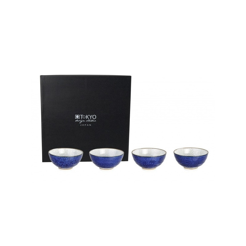 Coffret 4 bols à riz iNdiGO (d11cm)