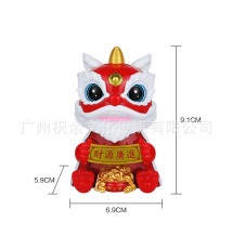 Lion du Nouvel An Chinois animé 100% solaire ROUGE h9cm