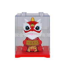 Lion du Nouvel An Chinois animé 100% solaire ROUGE h9cm