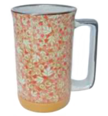 Mug en céramique japonaise FEUiLLES ROSE 35cl