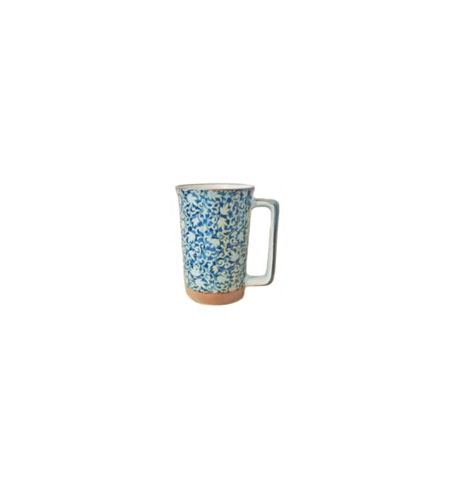 Mug en céramique japonaise FEUiLLES BLEU 35cl
