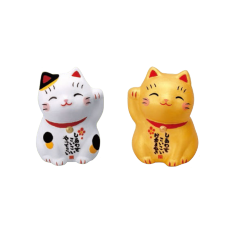 Maneki Neko Omikuji assis en argile 4.5cm
