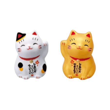 Maneki Neko Omikuji assis en argile 4.5cm