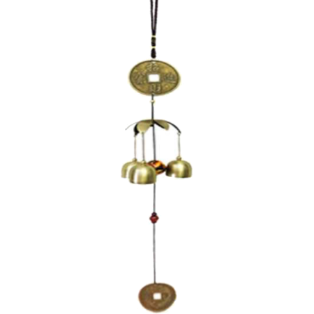 Carillon Pagode 3 cloches PièCES ZOdiAQUES h45cm