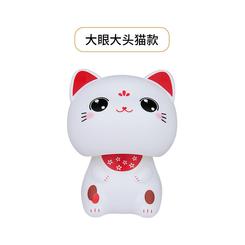 Mini Maneki neko animé 100% SOLAiRE kawaii blanc yeux ouverts h5.5cm
