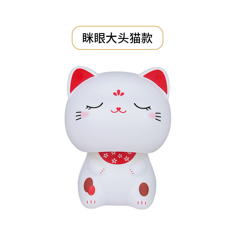 Mini Maneki neko animé 100% SOLAiRE kawaii blanc yeux fermés h5.5cm