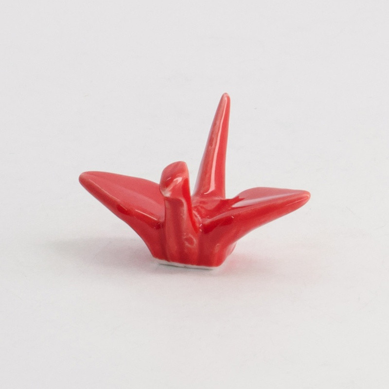 Porte-baguettes GRUE ORiGAMi en porcelaine ROUGE L6cm