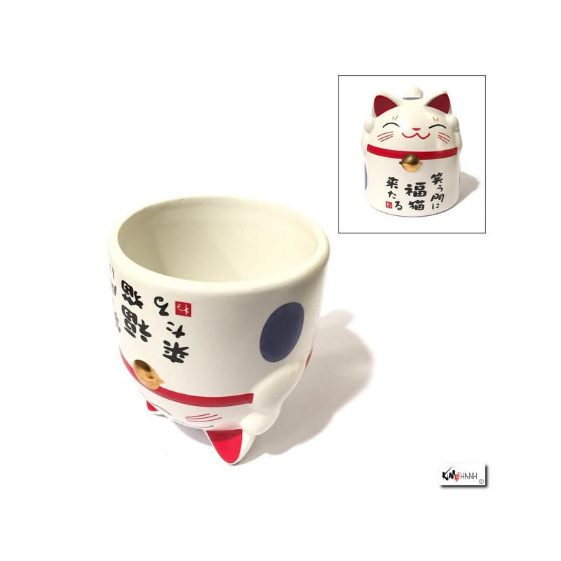 Mug chat MANEKi NEKO ??? renversant bleu h10cm