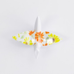 Porte-baguettes GRUE ORiGAMi en porcelaine FLEURS jaune orangé L6cm