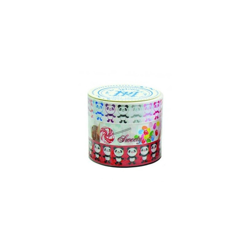 Set de 3 kawaii tape PANdA et BONBONS (15mm*10m)