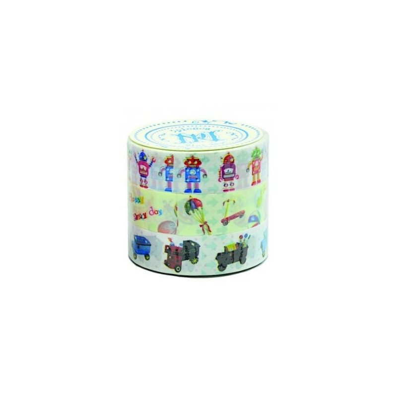 Set de 3 kawaii tape RObOTS et JOUETS (15mm*10m)