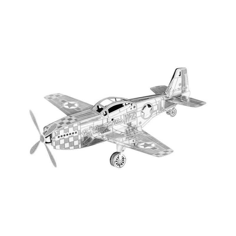 Miniature à monter en métal AViON de ChASSE MUSTANG P-51 (L9.4cm)