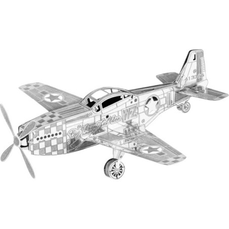 Miniature à monter en métal AViON de ChASSE MUSTANG P-51 (L9.4cm)