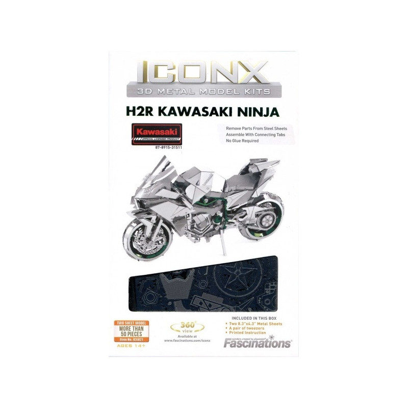 Miniature à monter en métal MOTO KAWASAKi NiNJA H2 R (L12.2cm)