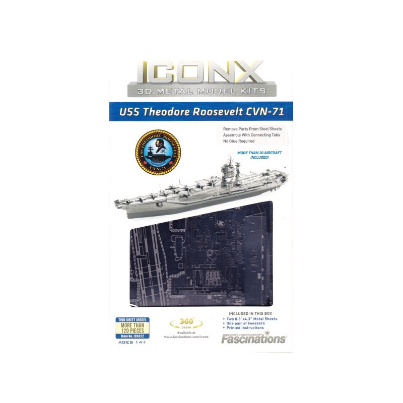 Miniature à monter en métal USS ThEOdORE ROOSEVELT CVN-71 (L20.3cm)