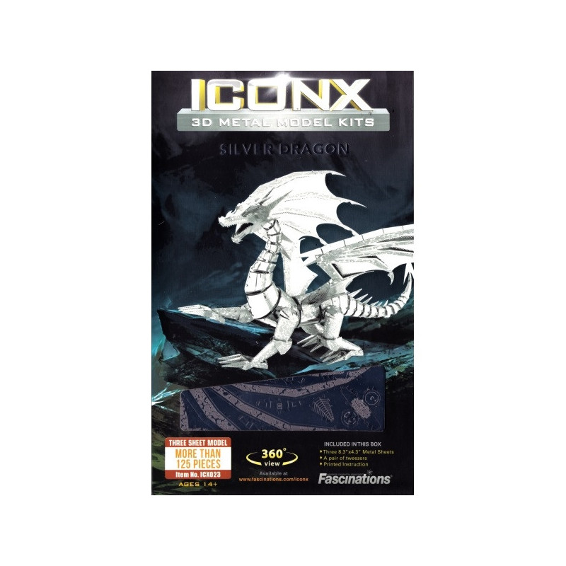 Miniature à monter en métal DRAGON d'ARGENT (h15.2cm)