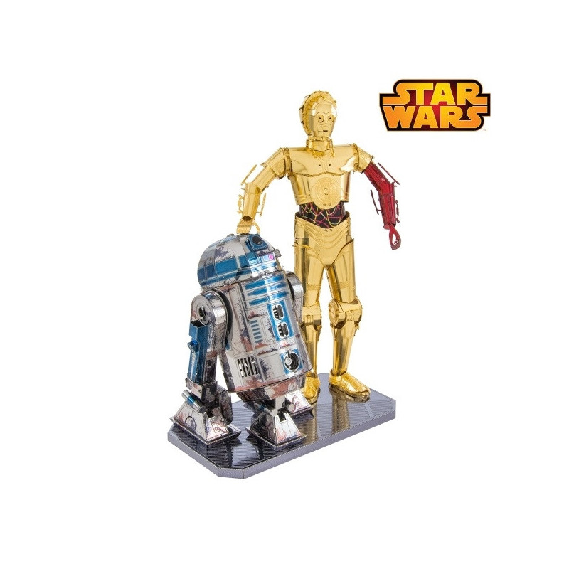Miniature à monter en métal Star Wars® R2-D2 et Z6-PO (h12.3cm)
