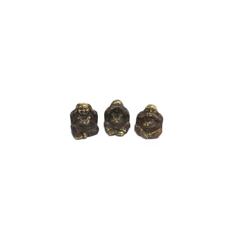 3 sages Hotei 布袋 (Prospérité) en laiton (h4cm)