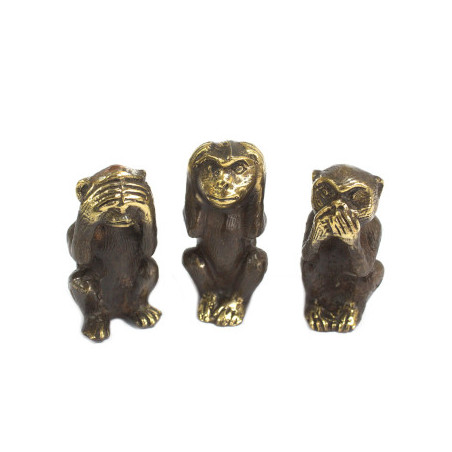 3 singes de la sagesse en laiton (h5cm)