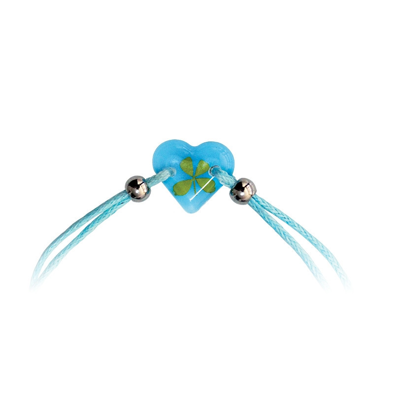 Bracelet ajustable TRèFLE VéRiTAbLE coeur bleu