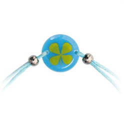 Bracelet ajustable TRèFLE VéRiTAbLE rond bleu