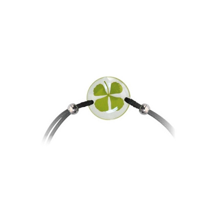 Bracelet ajustable TRèFLE VéRiTAbLE rond noir