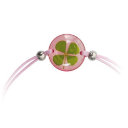 Bracelet ajustable TRèFLE VéRiTAbLE rond rose