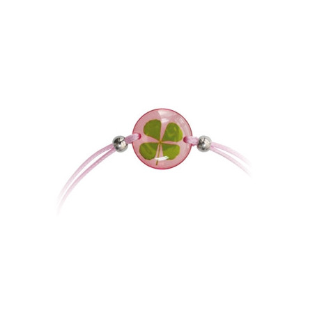 Bracelet ajustable TRèFLE VéRiTAbLE rond rose