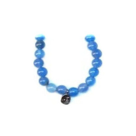 Bracelet perles ETERNiTE en AGATE BLEUE 6mm