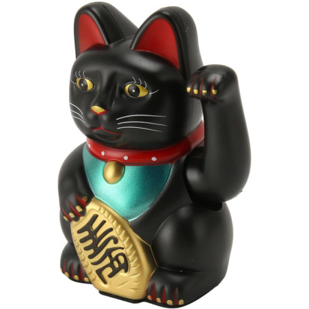 Maneki neko 招き猫 animé 15cm noir (nécessite 1 pile LR6 / AA)