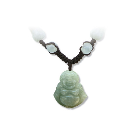 Pendentif Bouddha de la prospérité HOTEi ?? en jade aventurine